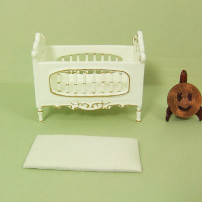1/2" Scale White Crib for Nursery Room - Click Image to Close